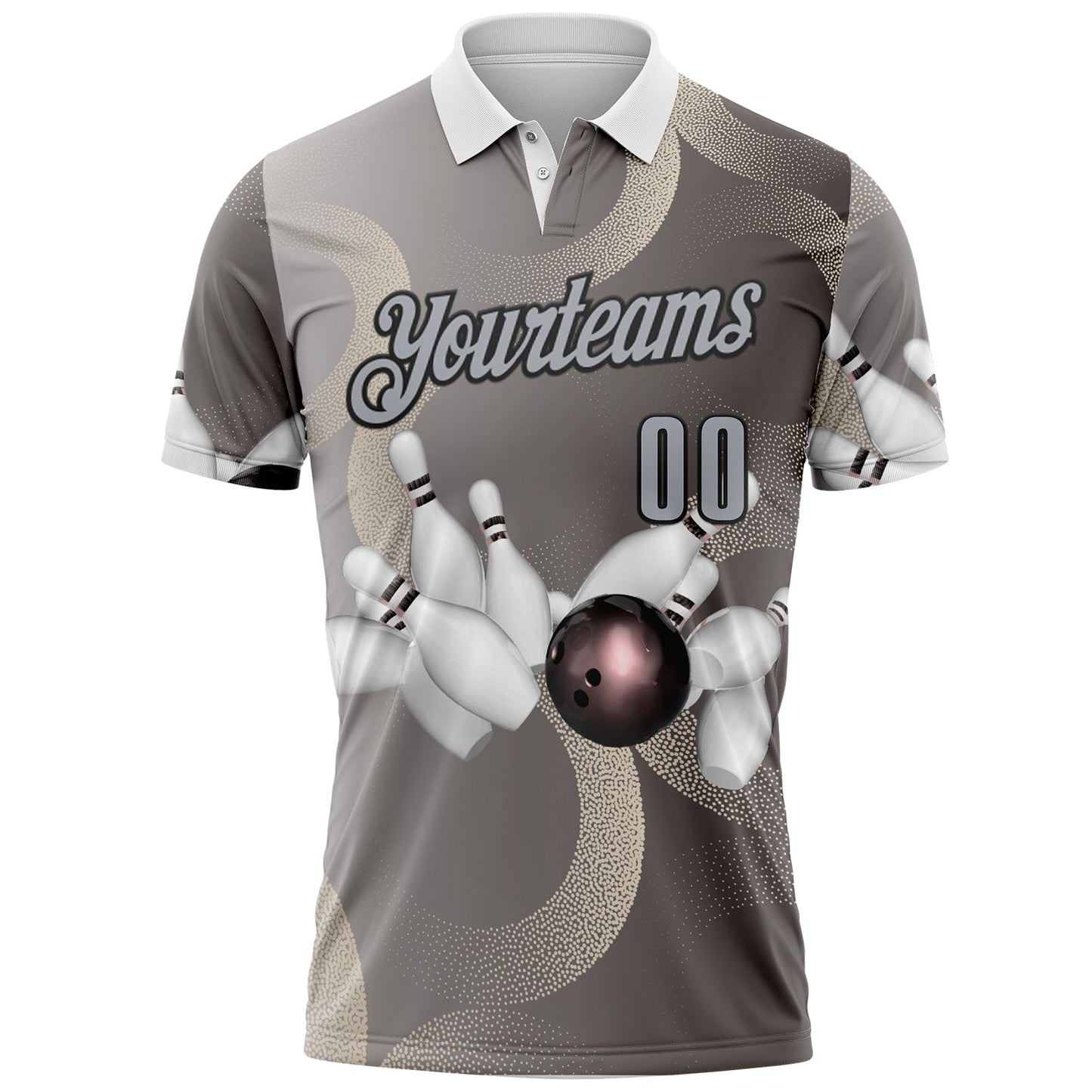 Custom Gray-Black Bowling Strike Retro Performance Polo Shirt