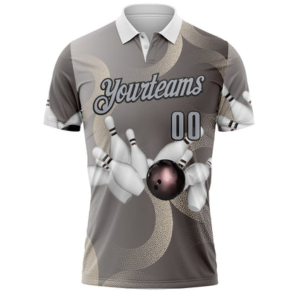 Custom Gray-Black Bowling Strike Retro Performance Polo Shirt