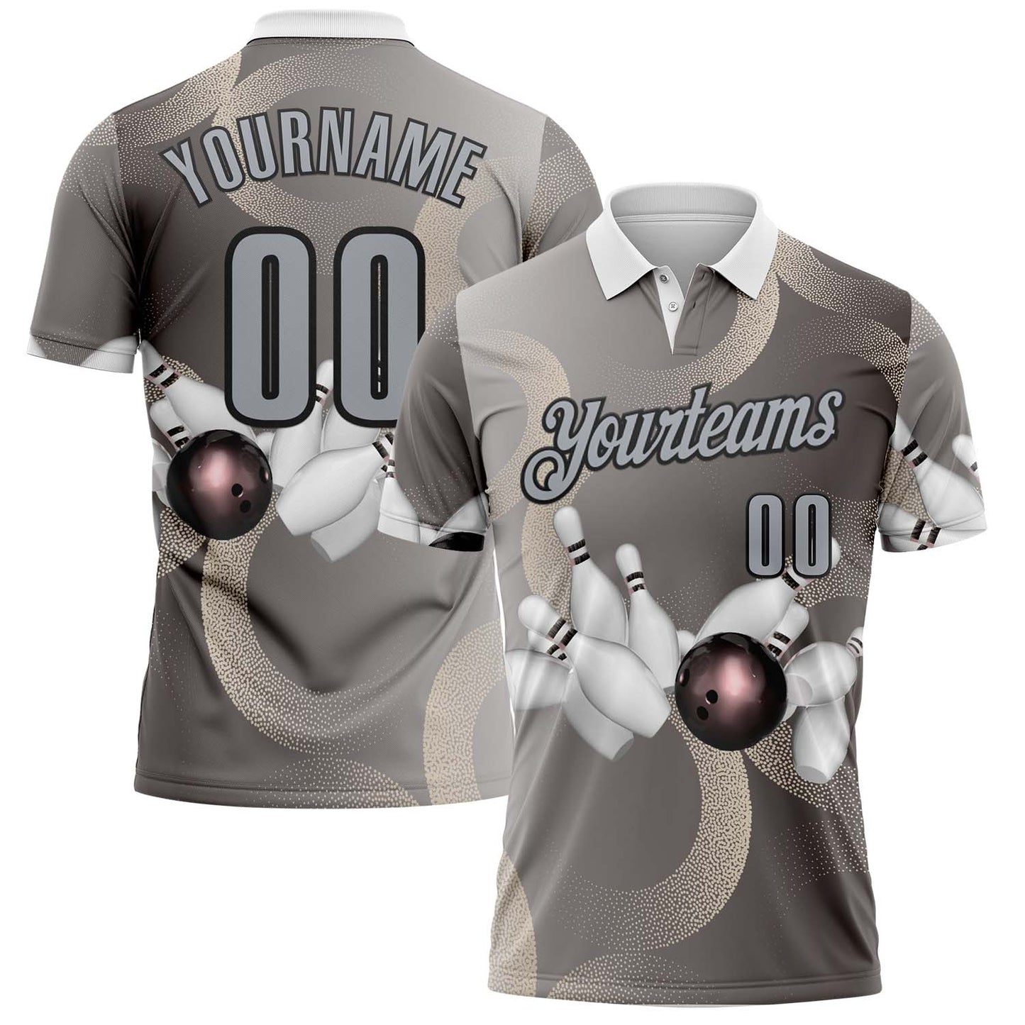 Custom Gray-Black Bowling Strike Retro Performance Polo Shirt