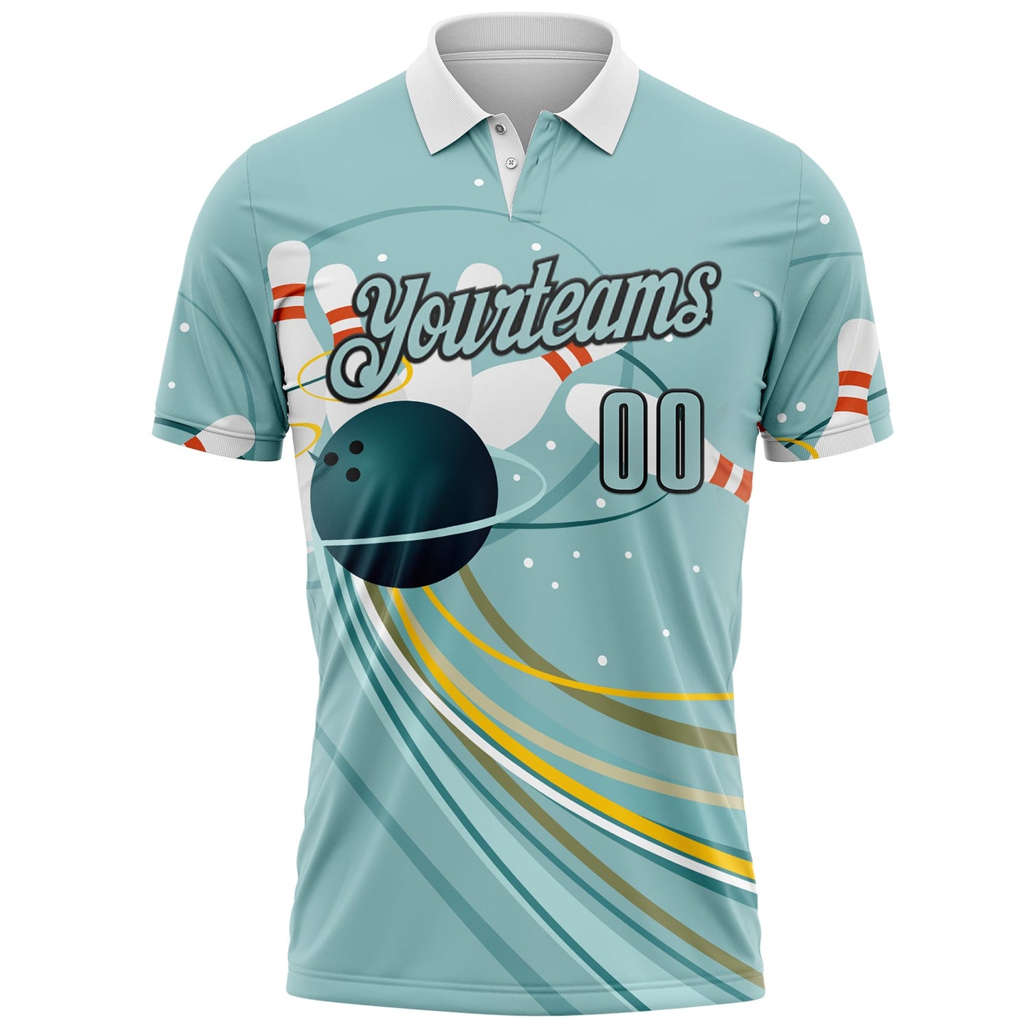 Custom Green White-Black Bowling Strike Performance Polo Shirt