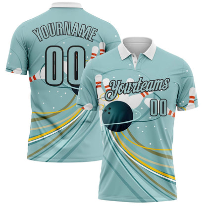 Custom Green White-Black Bowling Strike Performance Polo Shirt