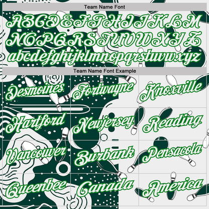 Custom White Green-Grass Green Bowling Abstract Performance Polo Shirt