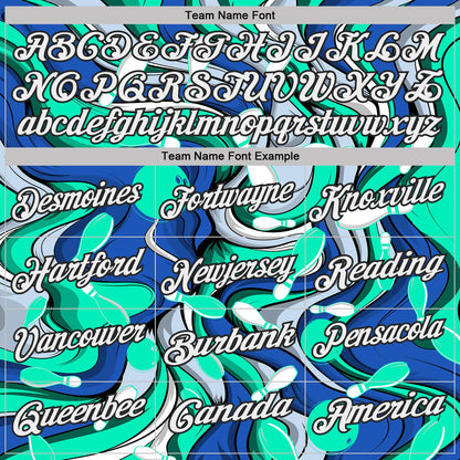 Custom Blue White Green-Black Bowling Fluid Liquid Performance Polo Shirt