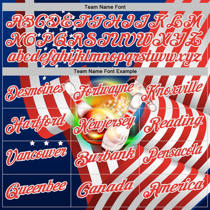 Custom Blue Red-White Bowling Strike American Flag Performance Polo Shirt