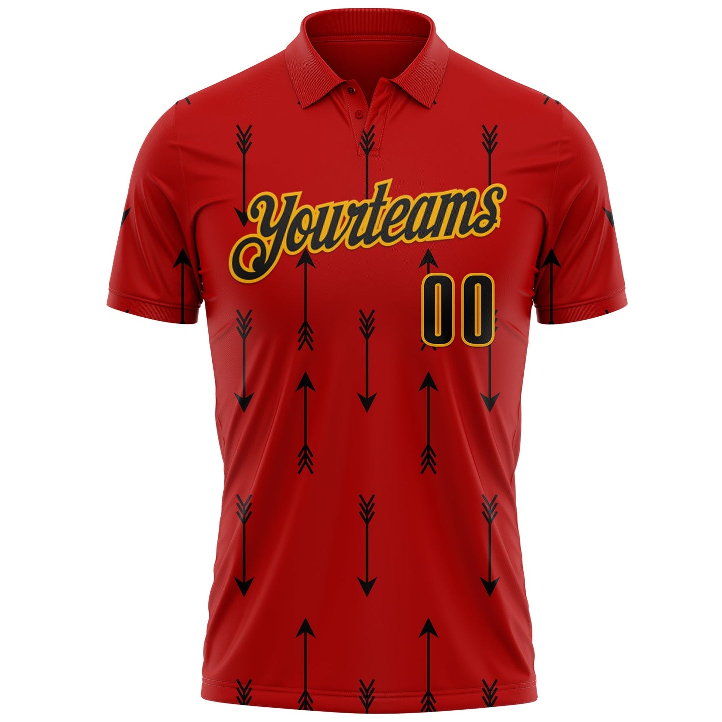 Custom Red Black-Gold Arrow Archery Performance Polo Shirt