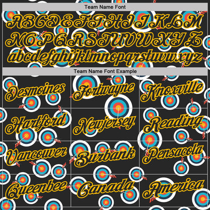 Custom Black-Gold Archery Target Bullseye Performance Polo Shirt