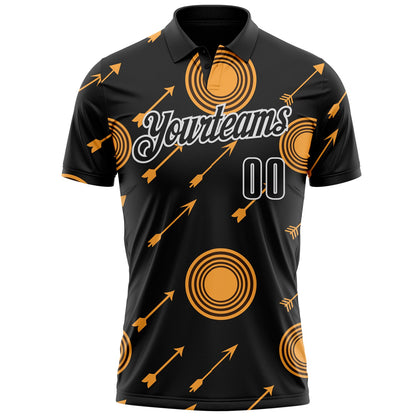 Custom Black Yellow-White Archery Target Performance Polo Shirt