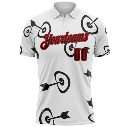 Custom White Black-Fire Red Archery Target Bullseye Performance Polo Shirt