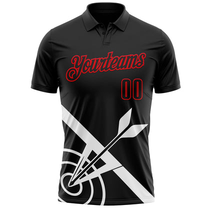 Custom Black-Fire Red Archery Target Bullseye Performance Polo Shirt