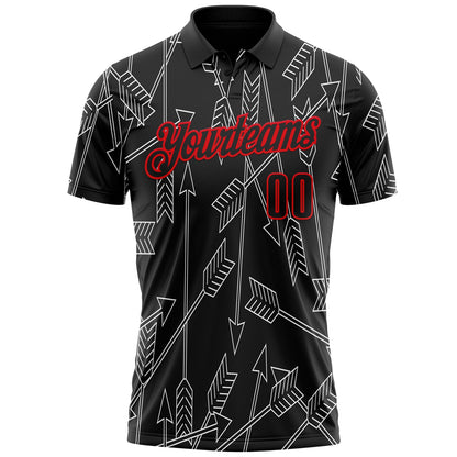 Custom Black-Fire Red Arrow Archery Performance Polo Shirt