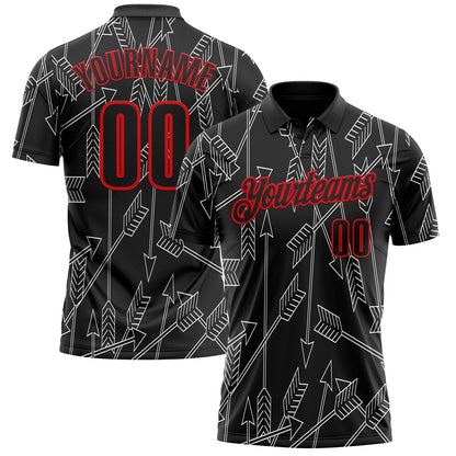 Custom Black-Fire Red Arrow Archery Performance Polo Shirt