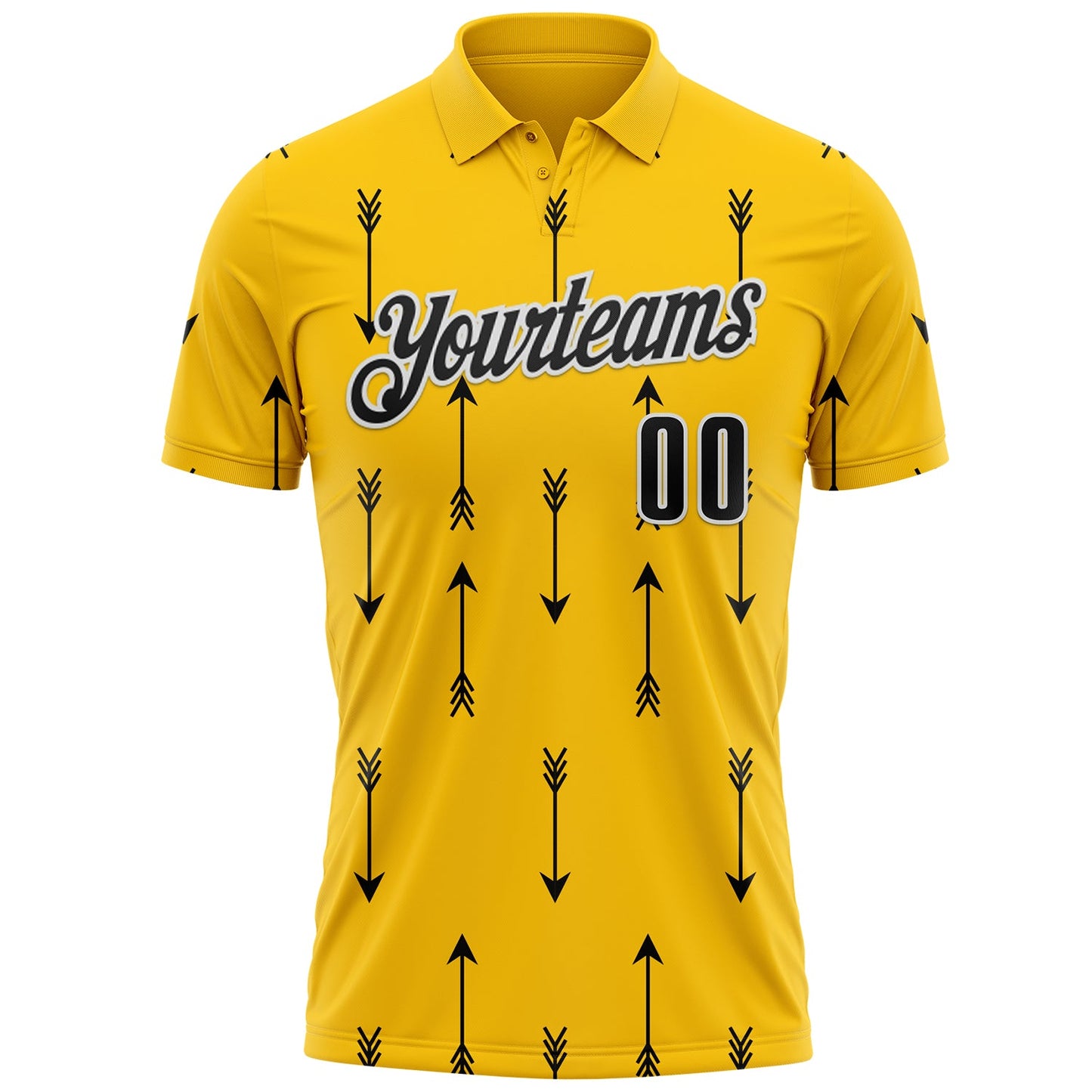 Custom Yellow Black-White Arrow Archery Performance Polo Shirt