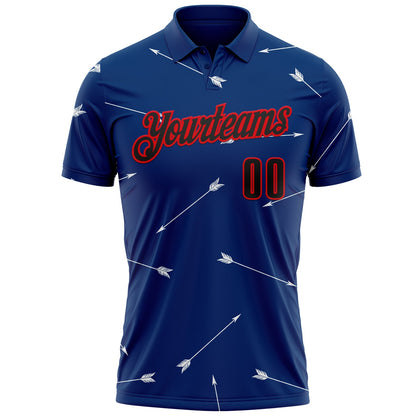 Custom US Navy Blue Black-Fire Red Arrow Archery Performance Polo Shirt
