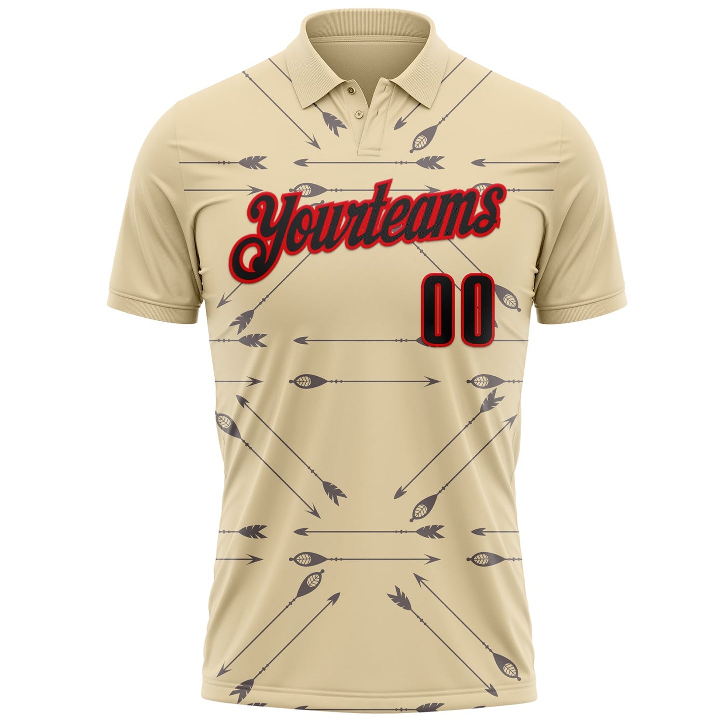 Custom Cream Black-Fire Red Arrow Archery Performance Polo Shirt