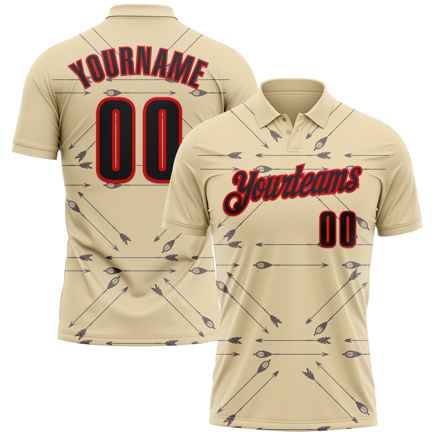 Custom Cream Black-Fire Red Arrow Archery Performance Polo Shirt