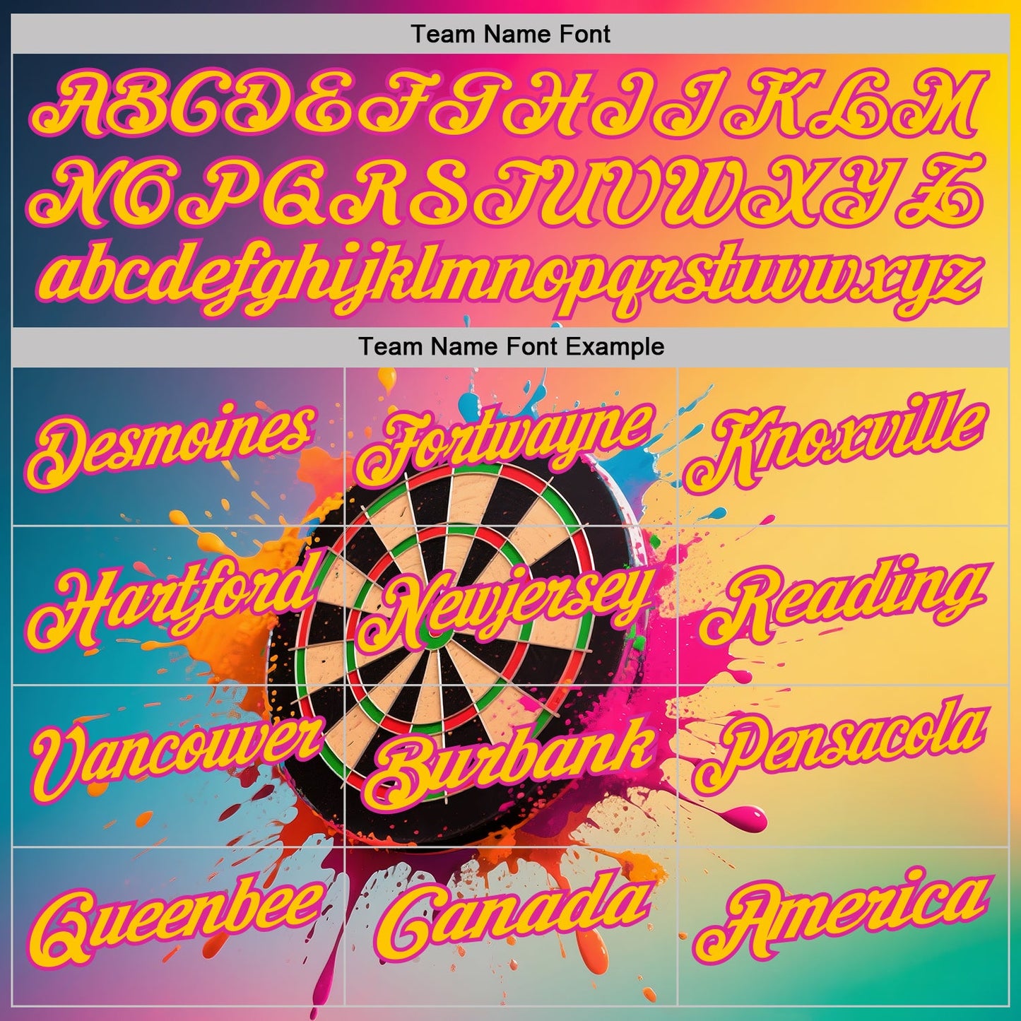 Custom Deep Pink-Yellow Darts Chromatic Splash Gradient Dartboard Performance Polo Shirt