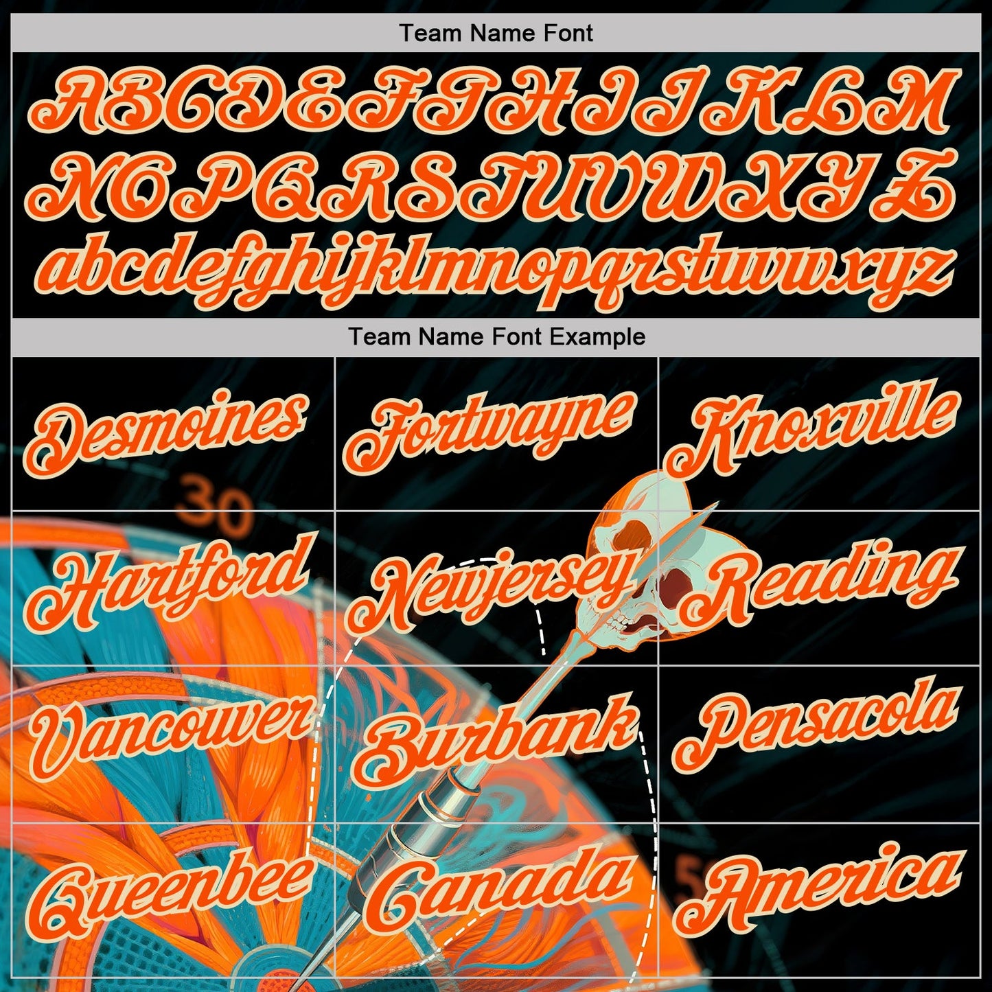 Custom Black Orange-Cream Darts Skull Dartboard Performance Polo Shirt