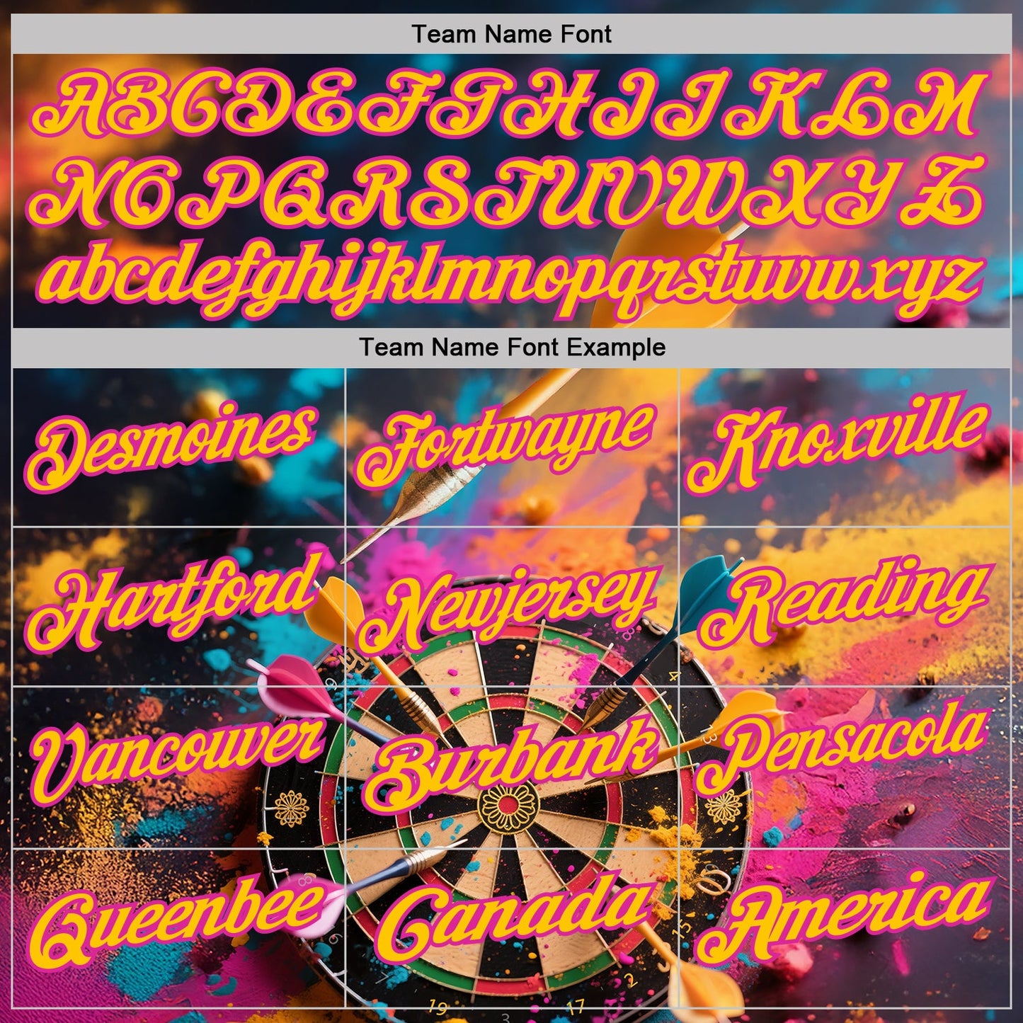 Custom Navy Yellow-Deep Pink Darts Chromatic Splash Dartboard Performance Polo Shirt