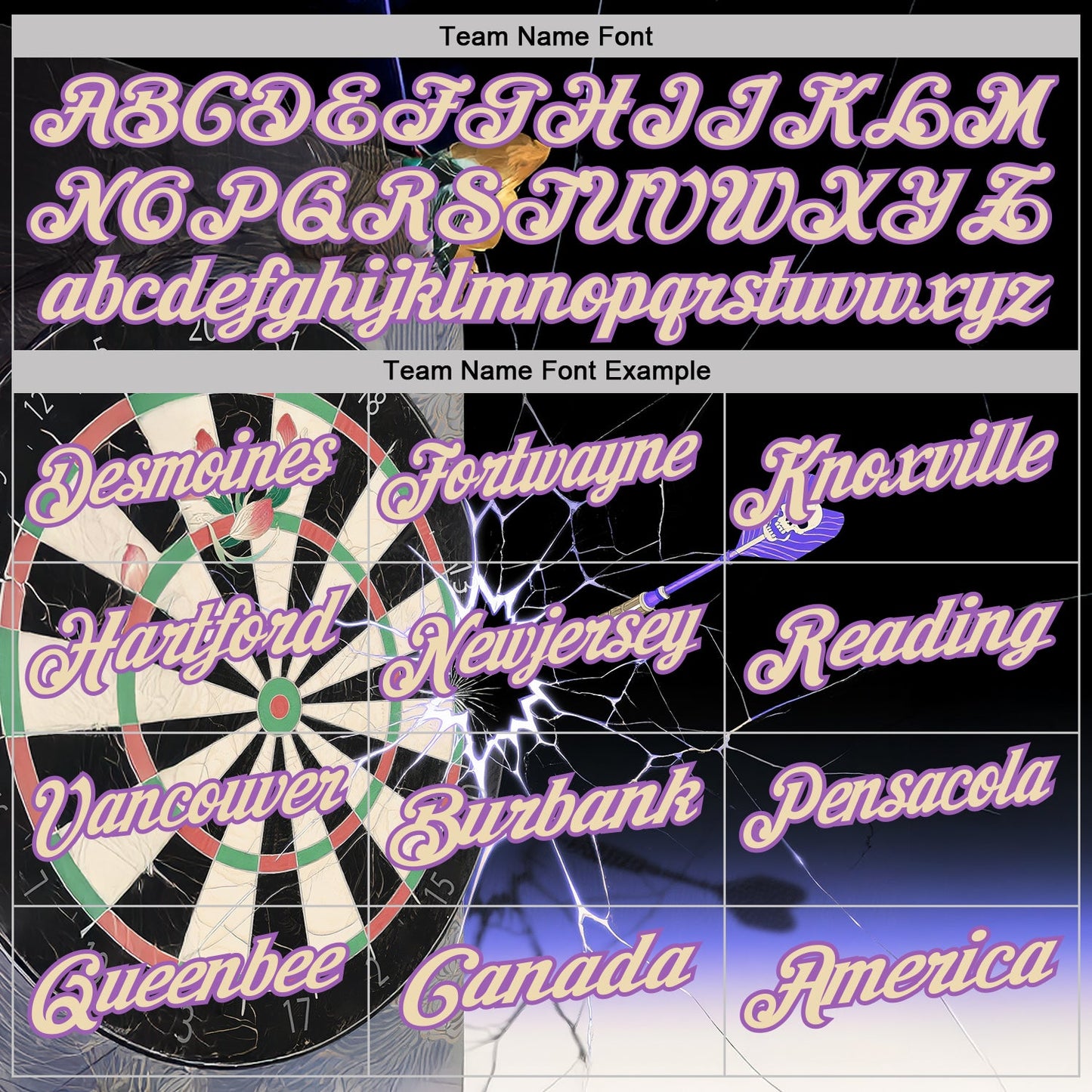 Custom Black Cream-Medium Purple Darts Lightning Dartboard Performance Polo Shirt