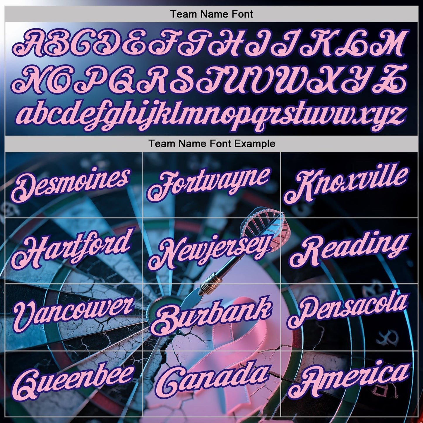 Custom Black Light Pink-Dark Purple Darts Pink Ribbon Breast Cancer Awareness Dartboard Performance Polo Shirt