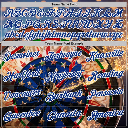 Custom Blue Royal-White Darts American Flag Dartboard Performance Polo Shirt