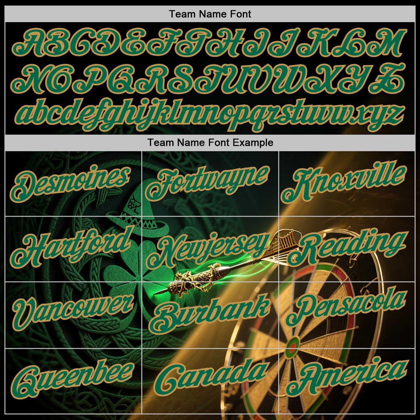 Custom Black Kelly Green-Old Gold Darts St.Patrick's Day Shamrock Dartboard Performance Polo Shirt