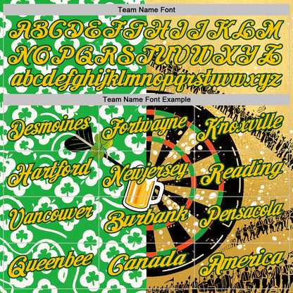 Custom Yellow-Green Darts St.Patrick's Day Shamrock Dartboard Performance Polo Shirt