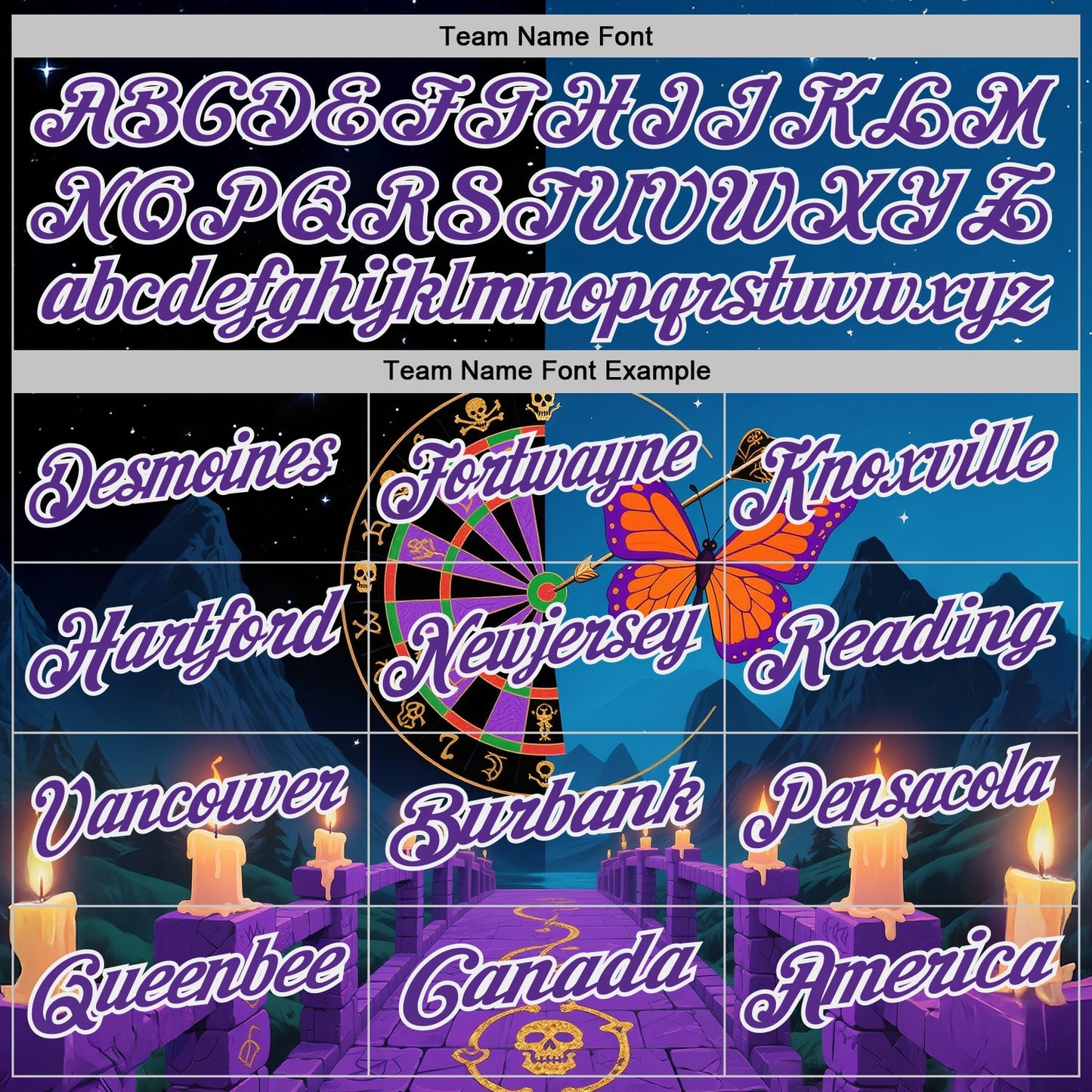 Custom Black Purple Blue-White Darts Day of the Dead Sugar Skull Dartboard Performance Polo Shirt