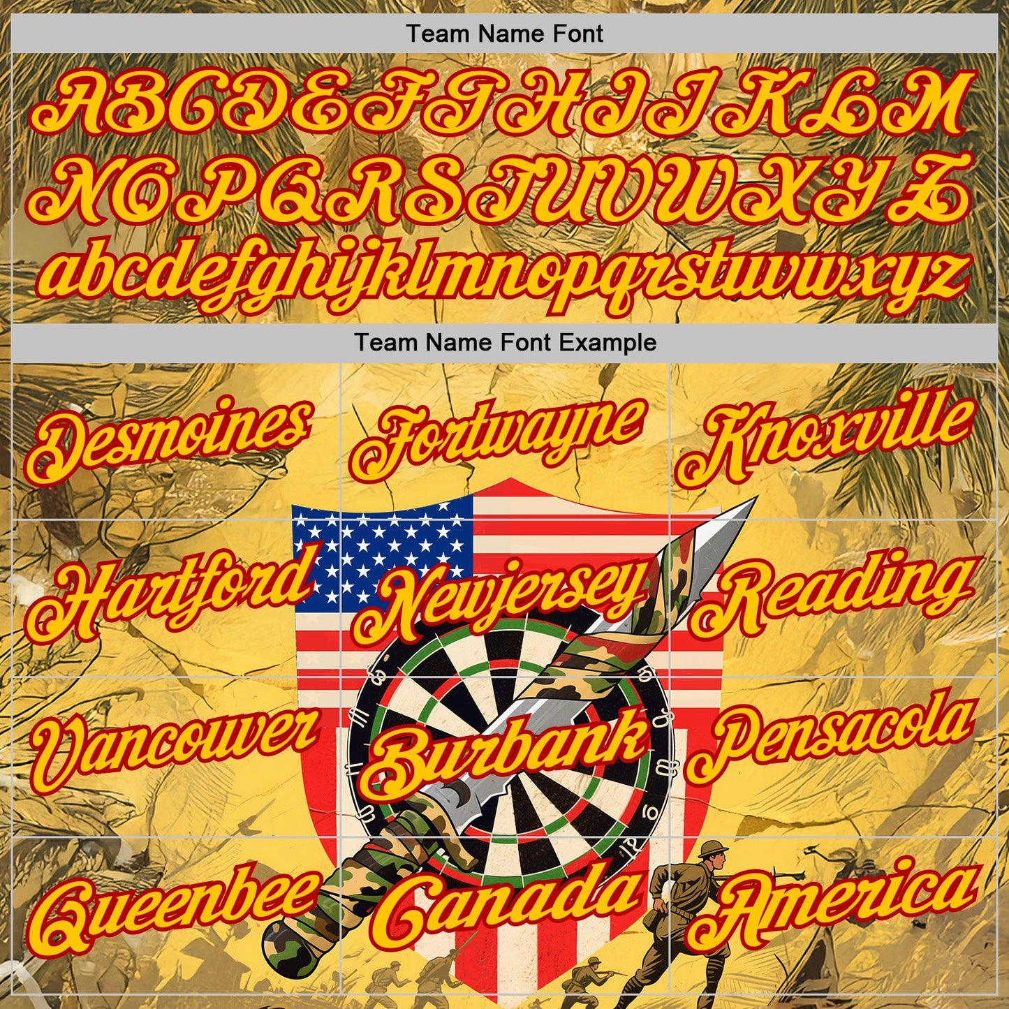 Custom Yellow-Red Darts Military Camo American Flag Dartboard Performance Polo Shirt