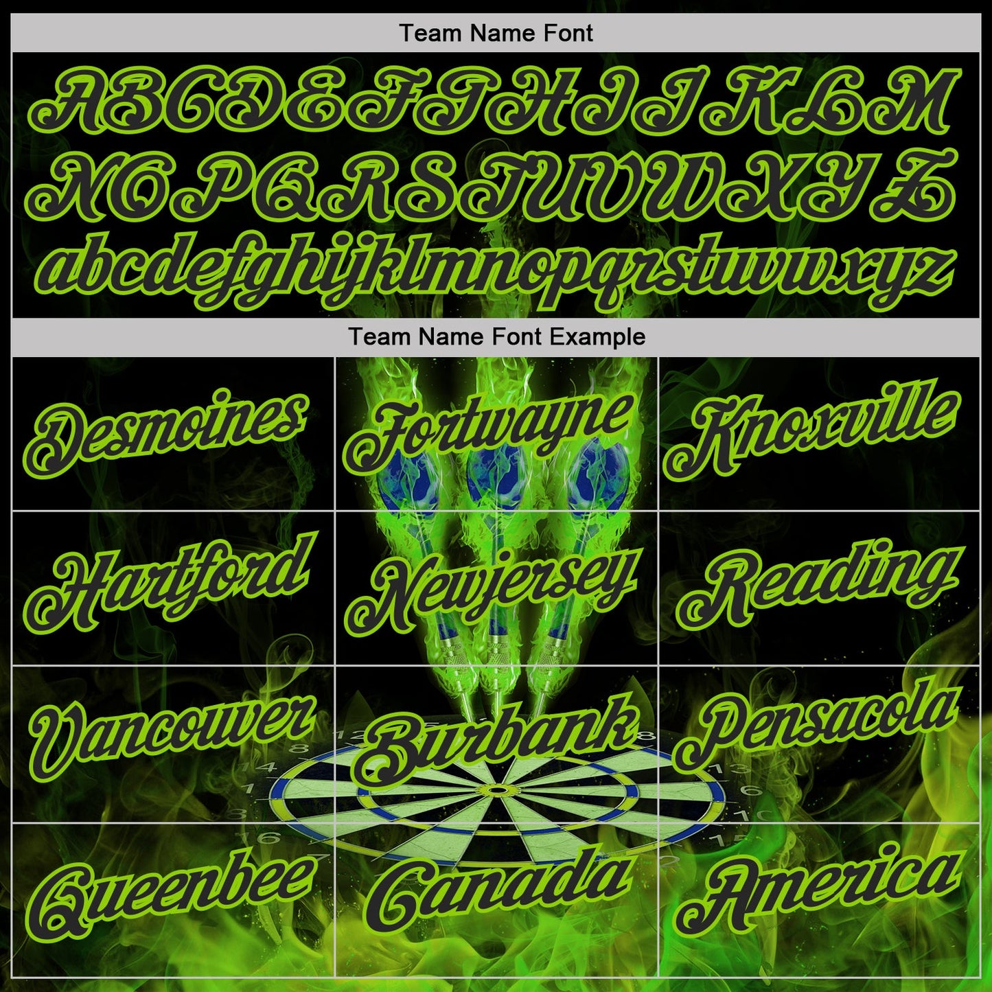 Custom Black-Neon Green Darts Flame Dartboard Performance Polo Shirt