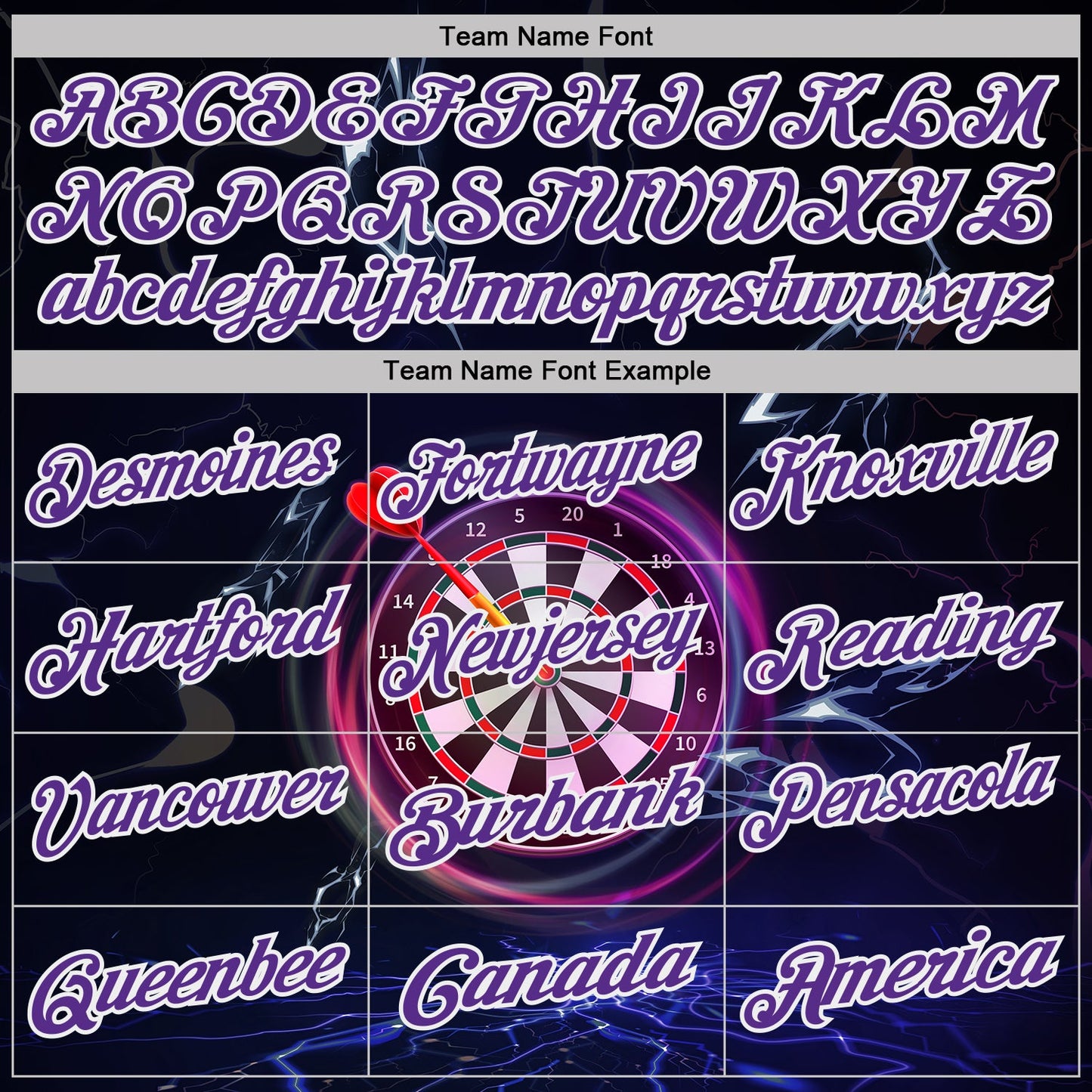 Custom Black Purple-White Darts Lightning Dartboard Performance Polo Shirt