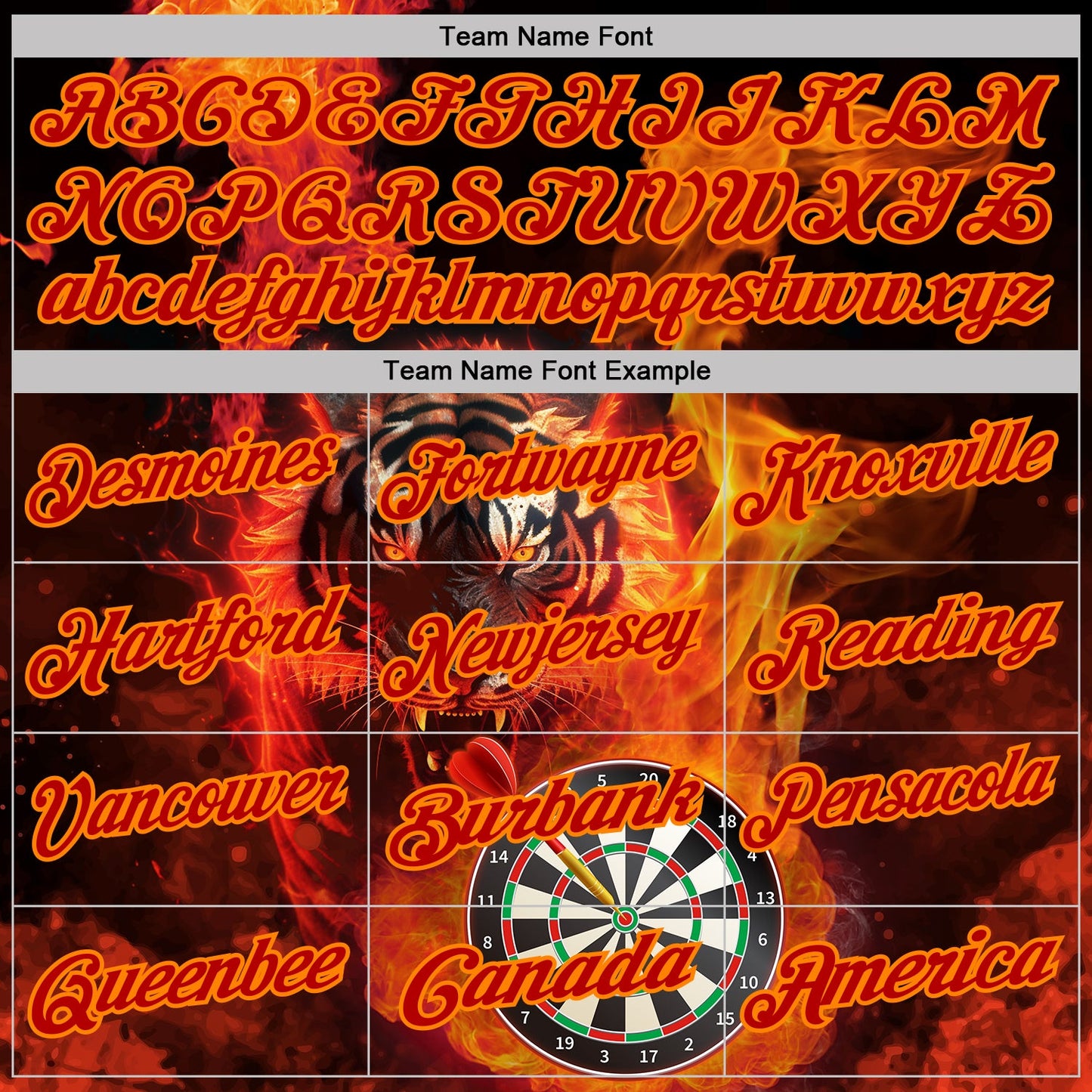 Custom Black Red-Bay Orange Darts Flame Tiger Dartboard Performance Polo Shirt