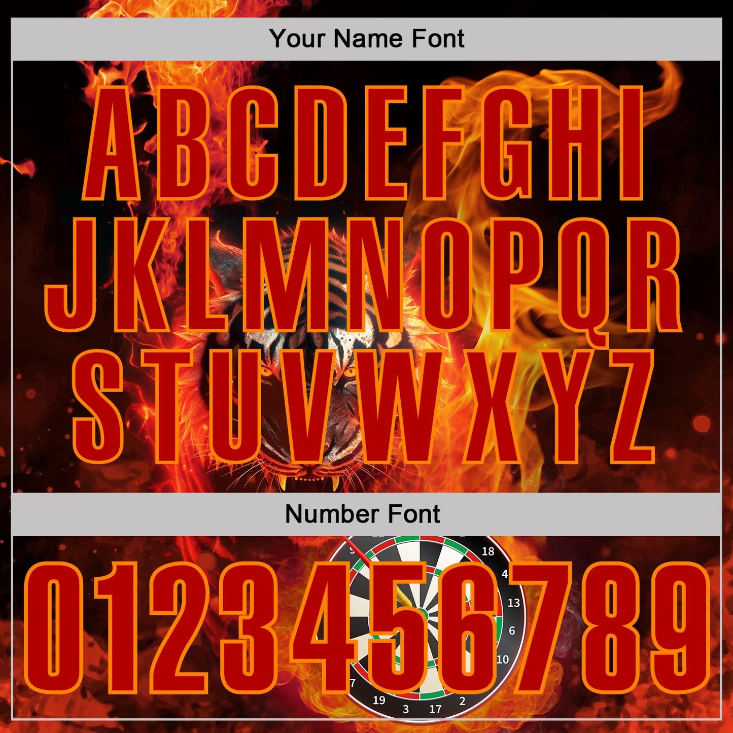 Custom Black Red-Bay Orange Darts Flame Tiger Dartboard Performance Polo Shirt
