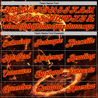 Custom Black Red-Bay Orange Darts Flame Lion Dartboard Performance Polo Shirt