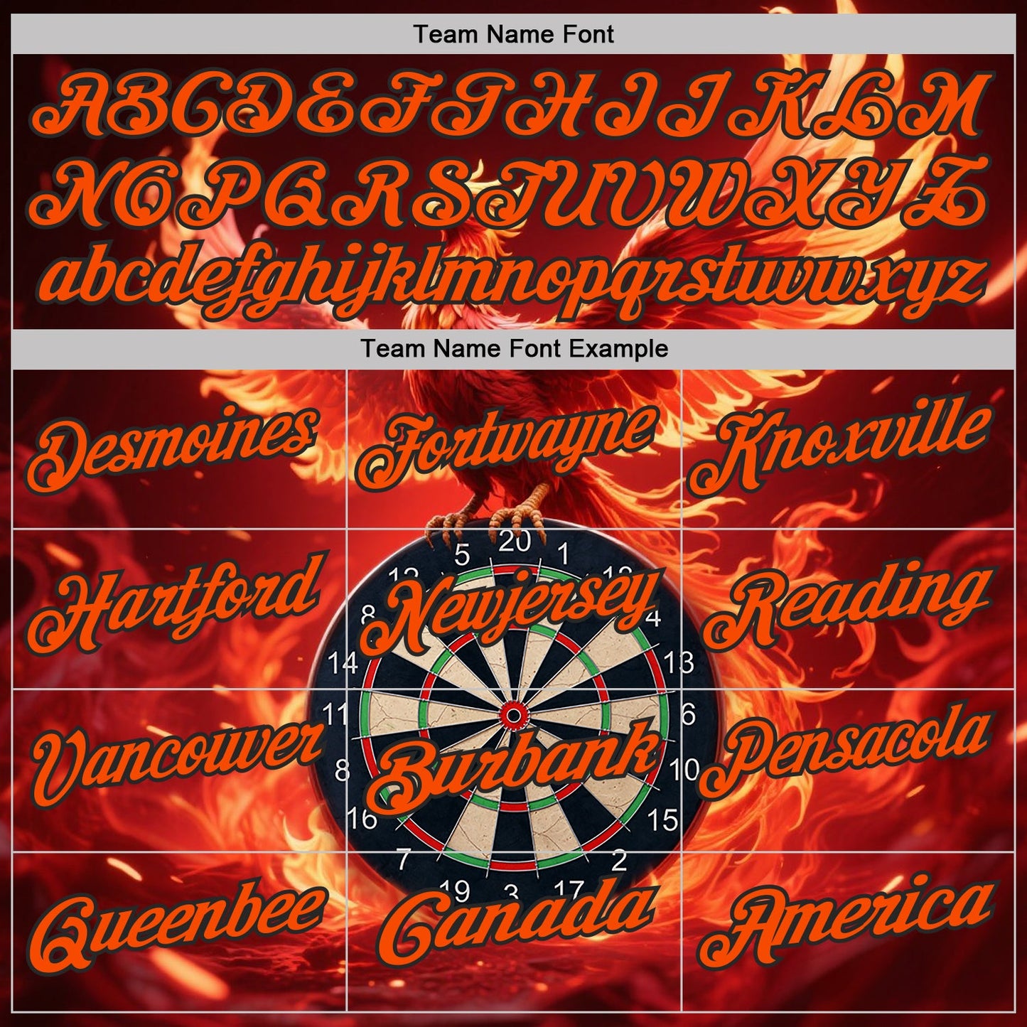 Custom Black-Orange Darts Flame Phoenix Dartboard Performance Polo Shirt