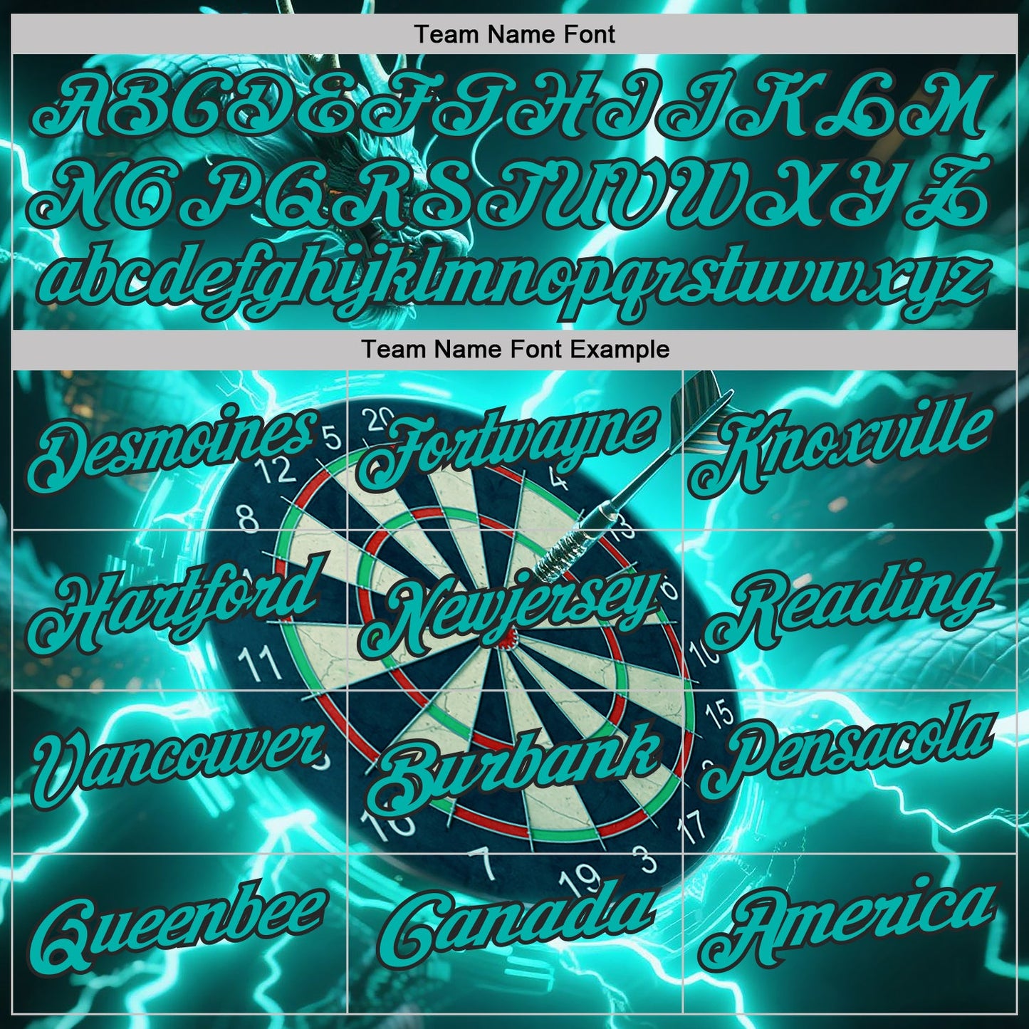 Custom Black-Aqua Darts Lightning Dragon Dartboard Performance Polo Shirt