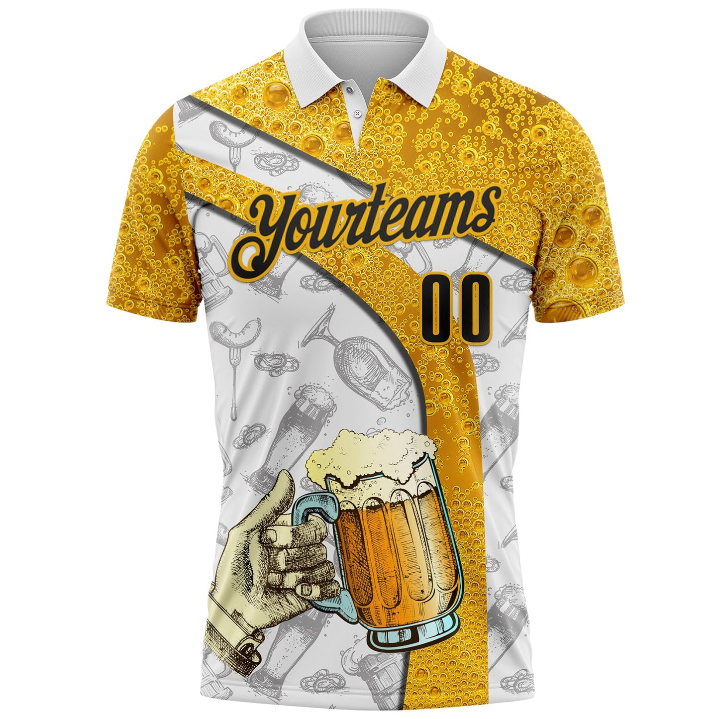 Custom Gold-Black Darts Beer Dartboard Performance Polo Shirt
