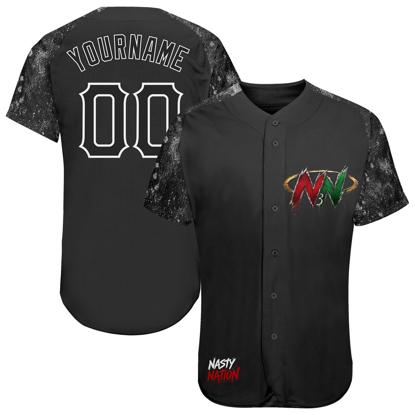 Custom Black-White Nasty Nation Camo Authentic Baseball Jersey