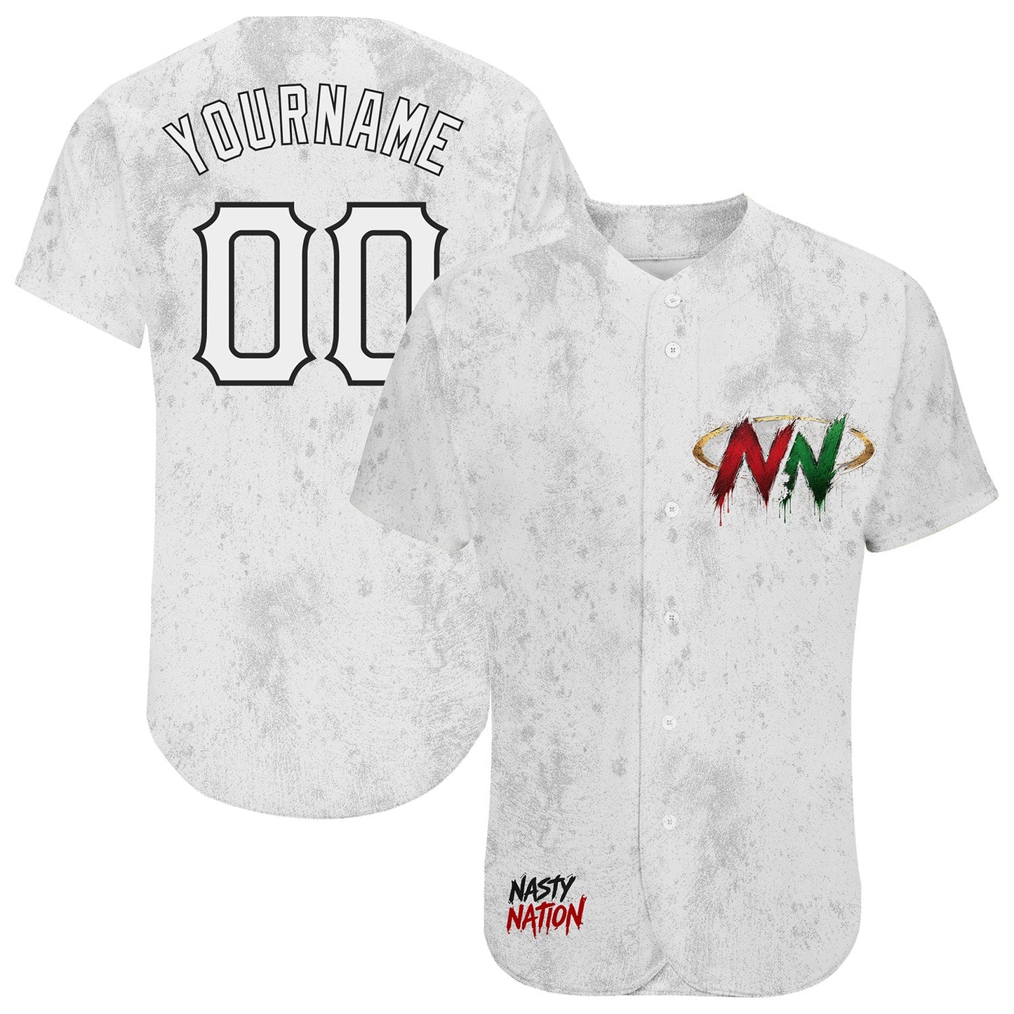Custom White-Black Nasty Nation Camo Authentic Baseball Jersey