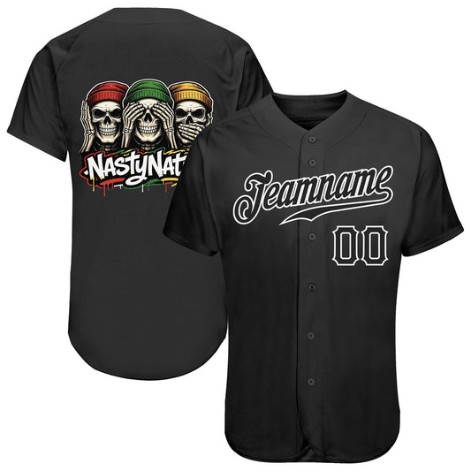 Custom Black-White Nasty Nation Daily Authentic Baseball Jersey