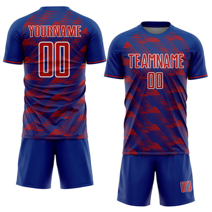 Custom Royal Red-White USA Style Patriotic Diagonal Flowing Lines Sublimation Soccer Uniform Jersey