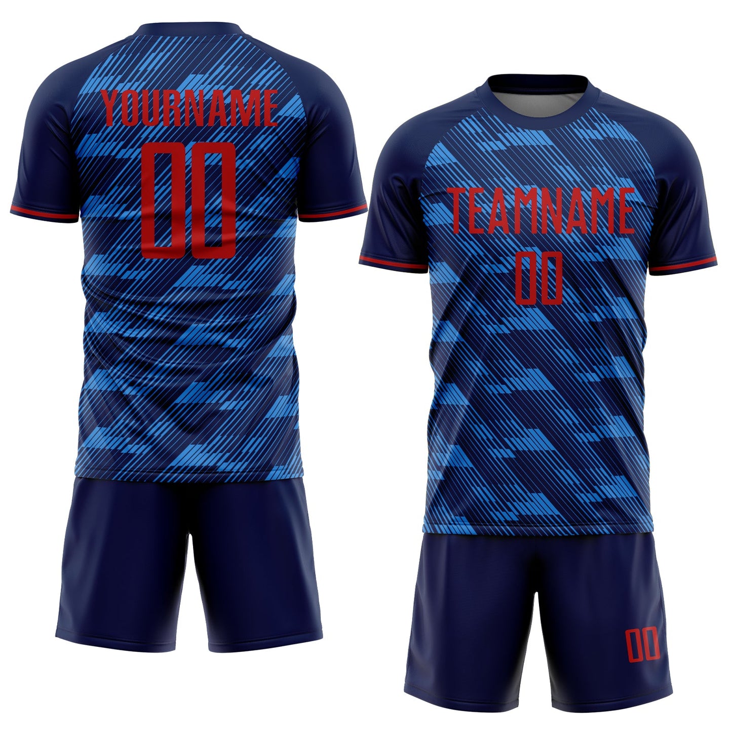 Custom Navy Red-Blue USA Style Patriotic Diagonal Flowing Lines Sublimation Soccer Uniform Jersey