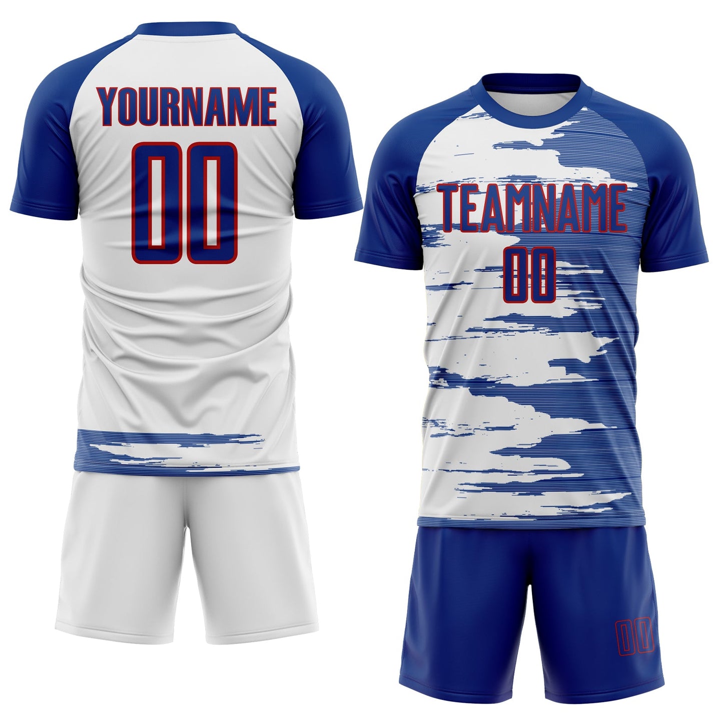 Custom White Royal-Red USA Style Patriotic Brush Stroke Sublimation Soccer Uniform Jersey