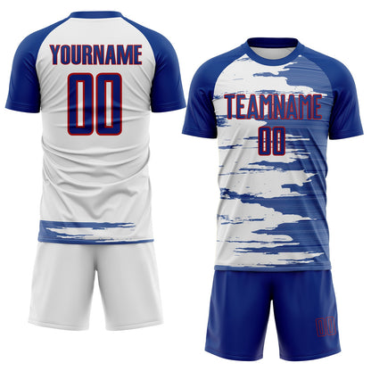 Custom White Royal-Red USA Style Patriotic Brush Stroke Sublimation Soccer Uniform Jersey