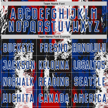 Custom Black Royal Red-White USA Style Patriotic Splatter Sublimation Soccer Uniform Jersey