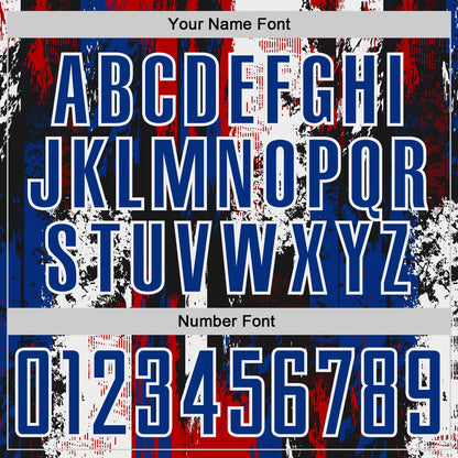 Custom Black Royal Red-White USA Style Patriotic Splatter Sublimation Soccer Uniform Jersey