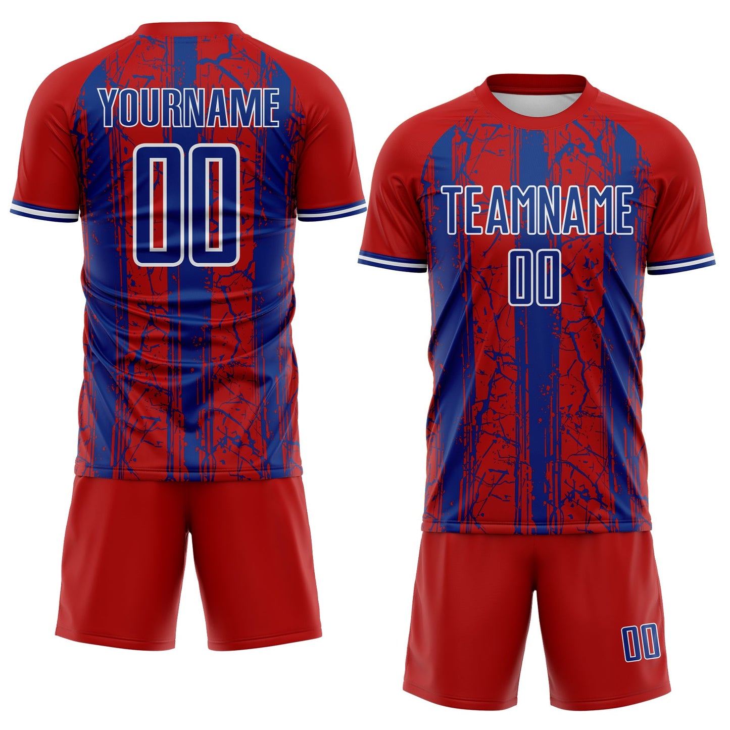 Custom Red Royal-White USA Style Patriotic Cracked Stripe Sublimation Soccer Uniform Jersey