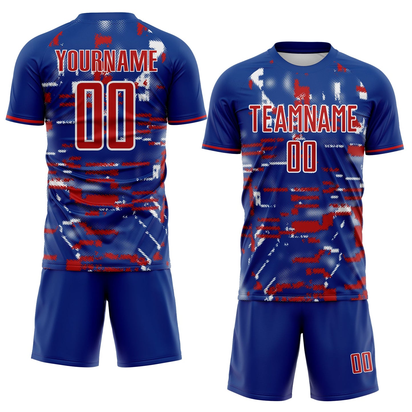 Custom Royal Red-White USA Style Patriotic Digital Pixel Sublimation Soccer Uniform Jersey