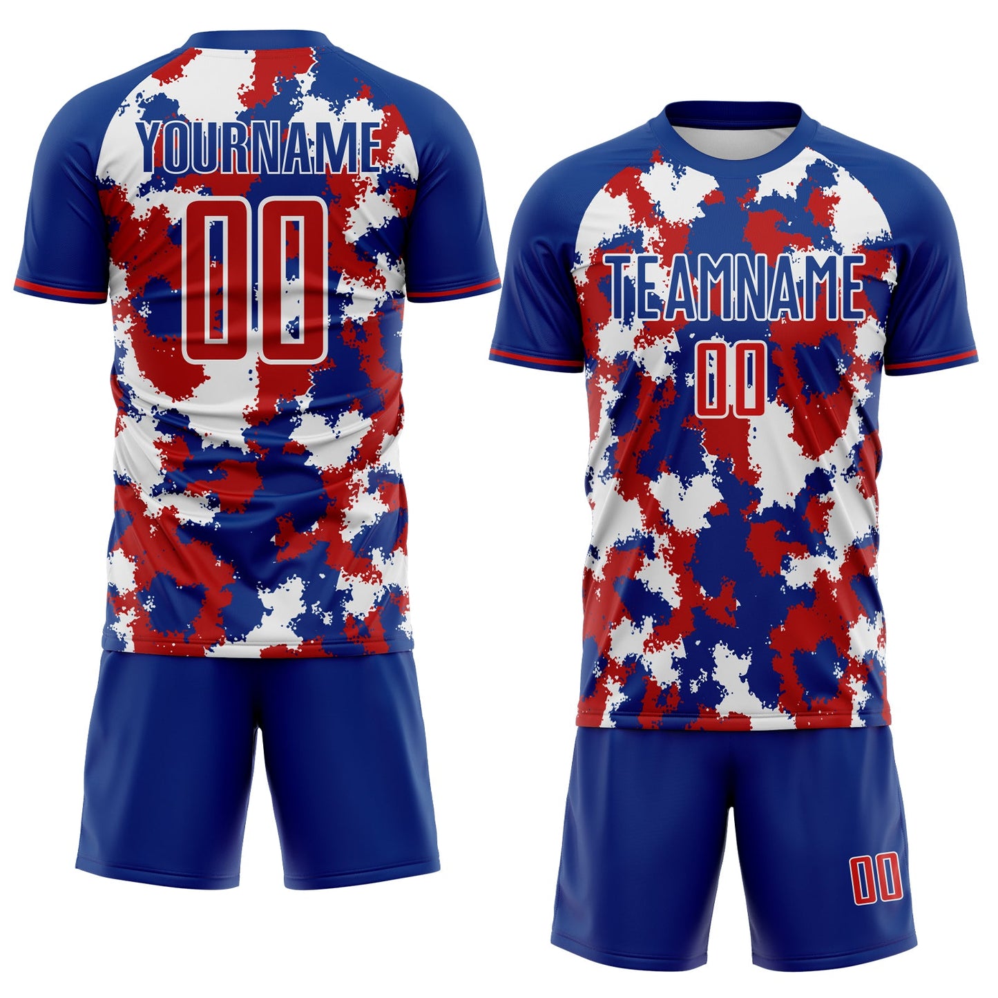 Custom Royal Red-White USA Style Patriotic Splash? Sublimation Soccer Uniform Jersey