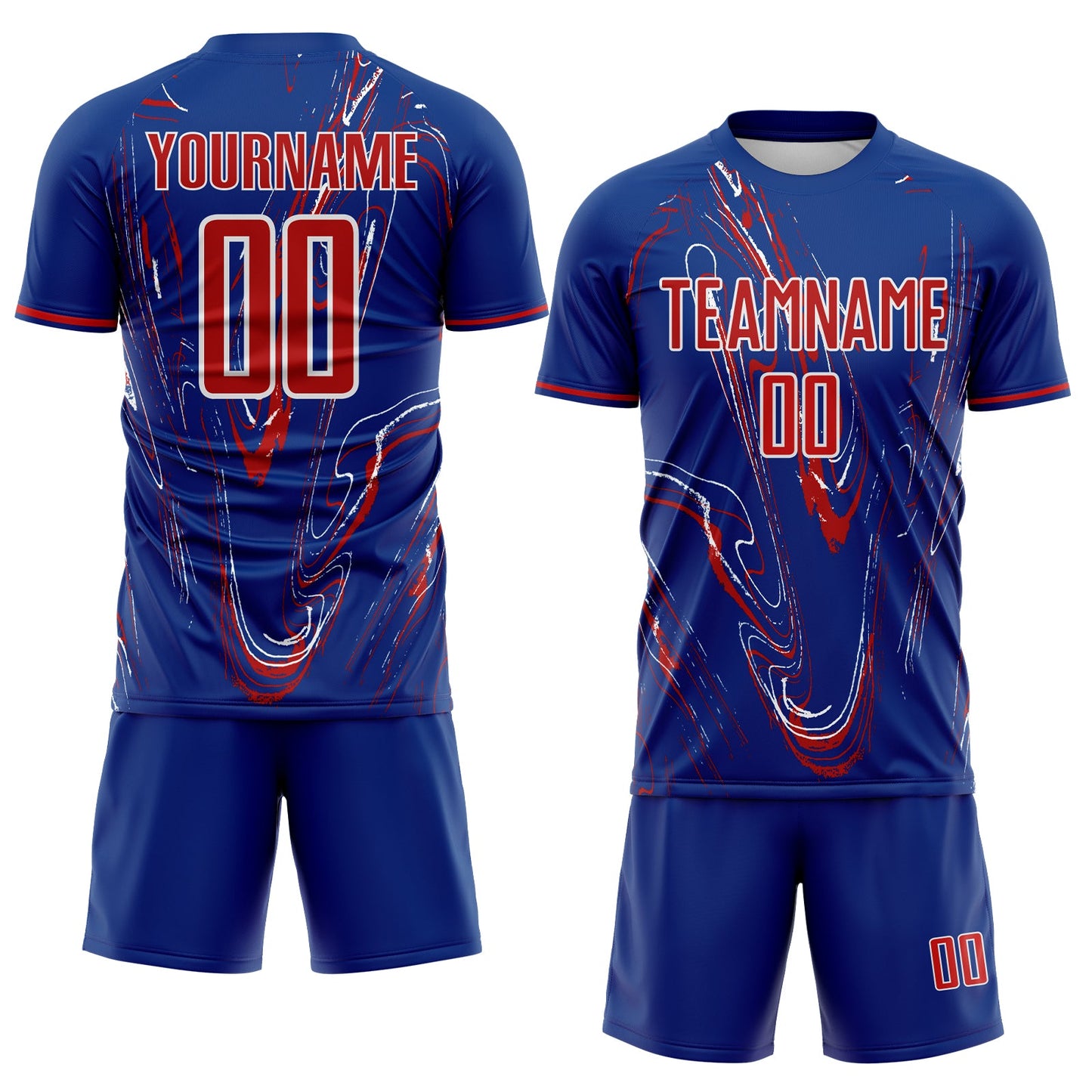 Custom Royal Red-White USA Style Patriotic Liquid Swirl Sublimation Soccer Uniform Jersey